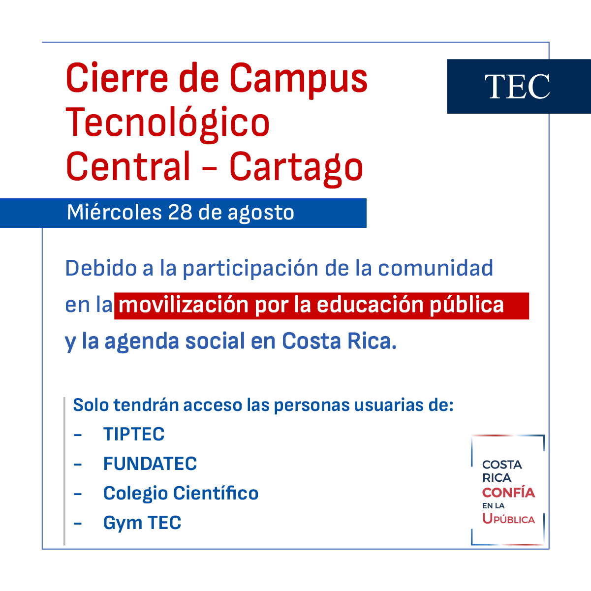 cierre campus