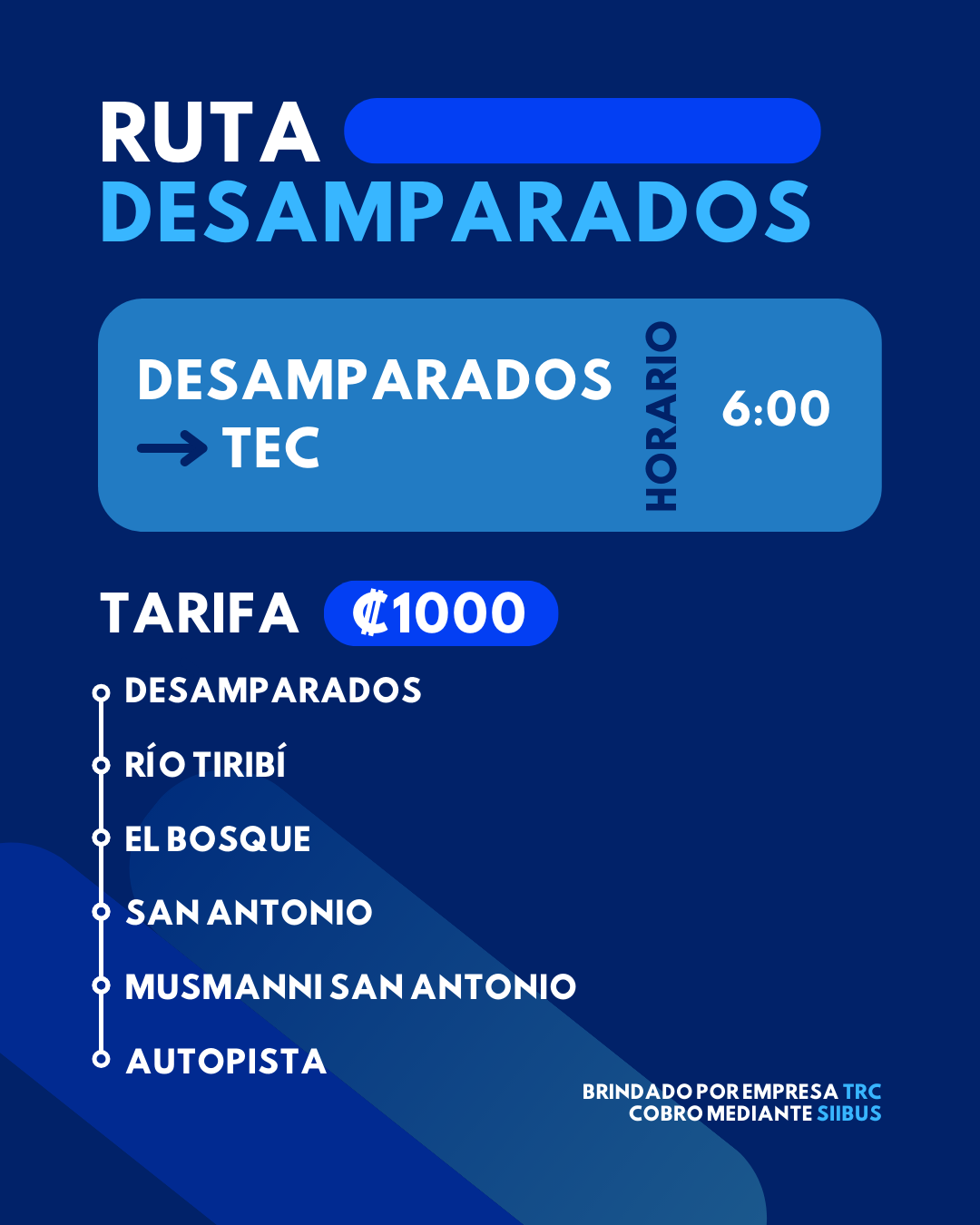 horarios, tarifa y ruta de Desamparados