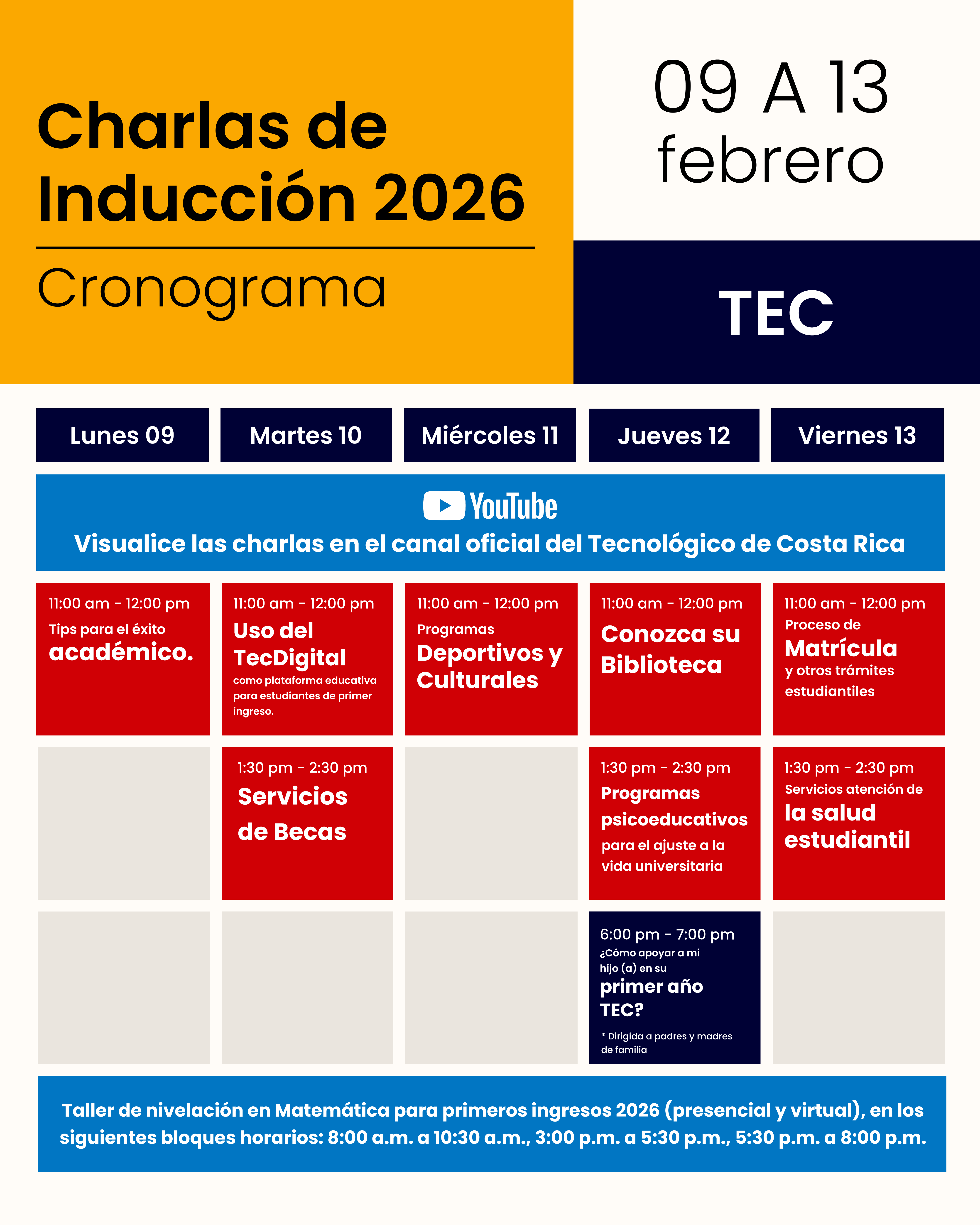cronograma de las charlas de inducción