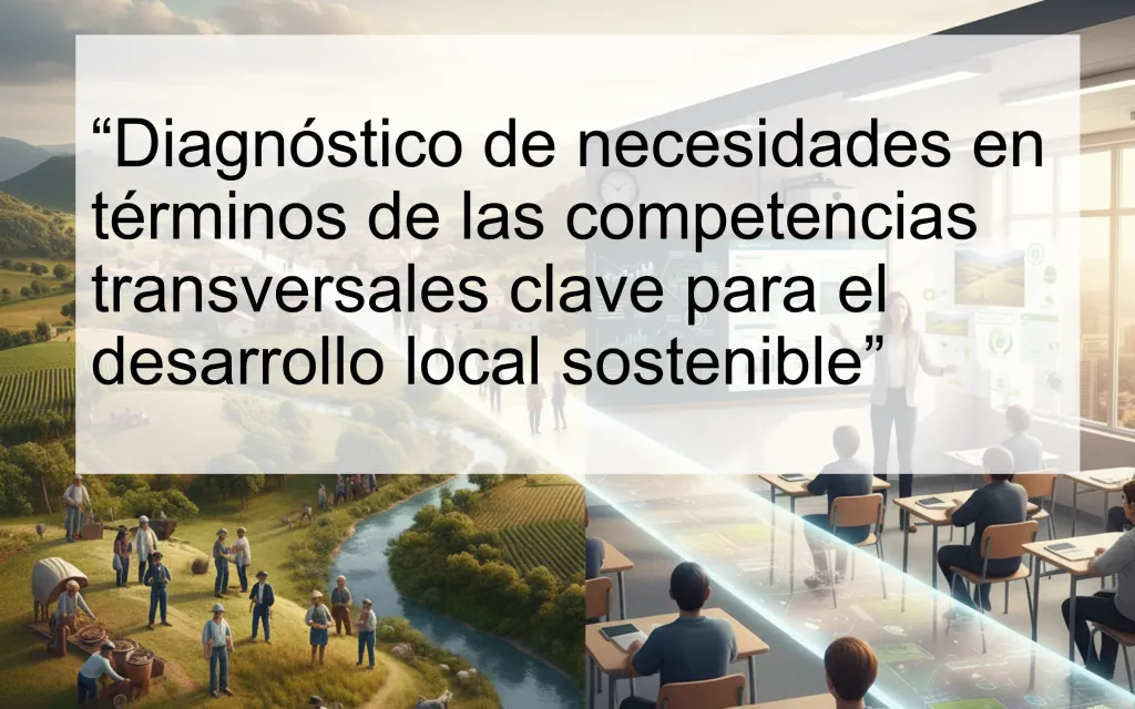 Se muestra ilustrativa con el texto " Informe de avances Diagnóstico de necesidades en términos de las competencias transversales clave para el desarrollo local sostenible”