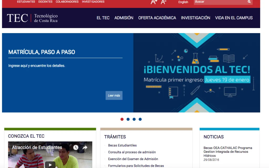 Página sitio web TEC