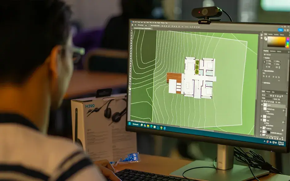 Dibujo de un proyecto. Escuela de Arquitectura y Urbanismo