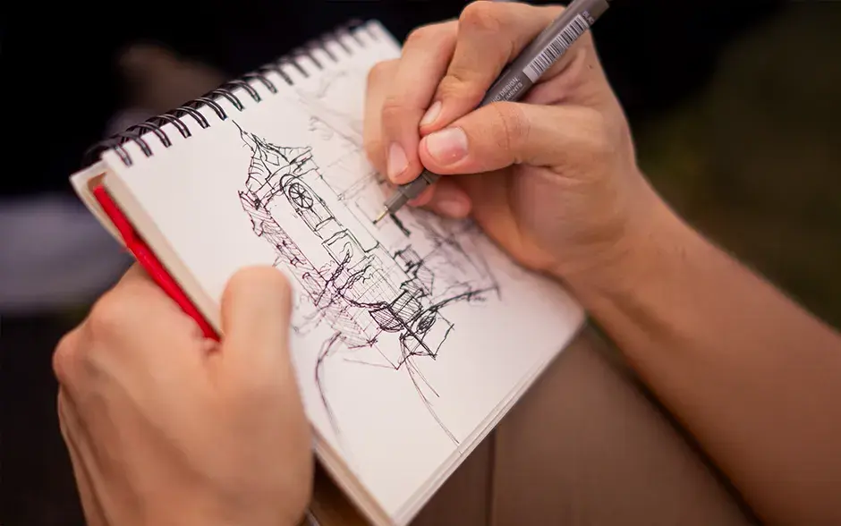 Dibujo de un proyecto. Escuela de Arquitectura y Urbanismo