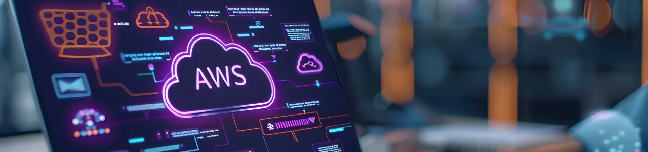 Persona utilizando una computadora con los servicios AWS