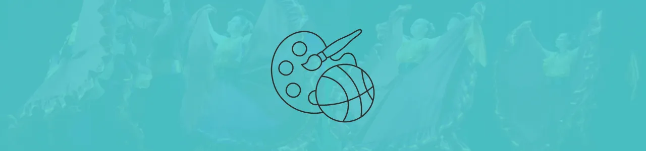 icono de cultura y deporte. Bola de baloncesto con paleta de pintutas