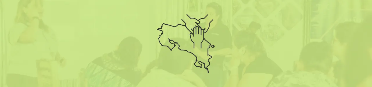 icono de extensión universitaria. mapa de costa rica con 3 manos unidad