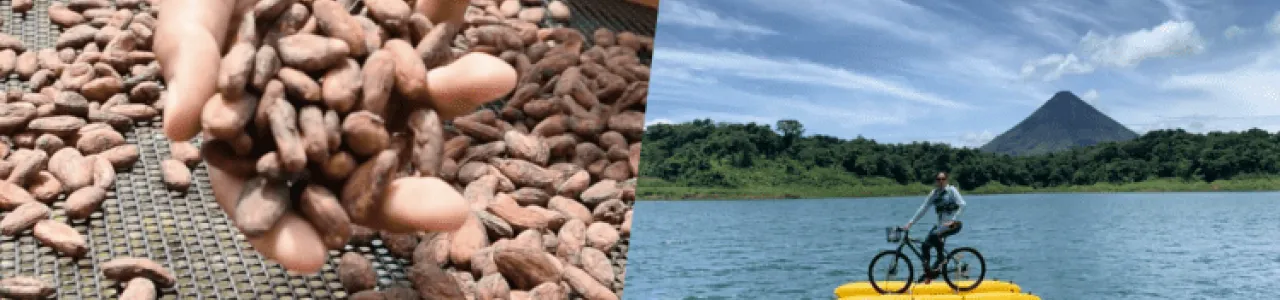 Fotografía de cacao y ciclismo en agua