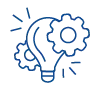 Icono bombillo y engranajes 